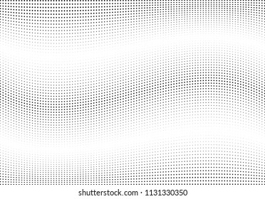 Abstract halftone wave dotted background. Halftone twisted grunge pattern, dot, circle.  Vector modern optical halftone pop art texture for poster, business card, cover, label mock-up, sticker layout
