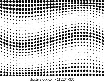 Abstract halftone wave dotted background. Halftone twisted grunge pattern, dot, circle.  Vector modern optical halftone pop art texture for poster, business card, cover, label mock-up, sticker layout