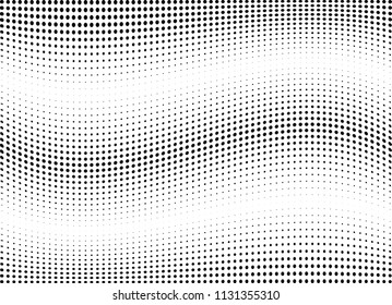 Abstract halftone wave dotted background. Halftone twisted grunge pattern, dot, circle.  Vector modern optical halftone pop art texture for poster, business card, cover, label mock-up, sticker layout