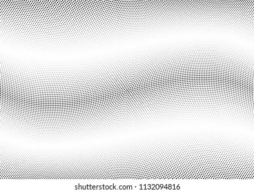 Abstract halftone wave dotted background. Halftone twisted grunge pattern, dot, circle.  Vector modern optical halftone pop art texture for poster, business card, cover, label mock-up, sticker layout