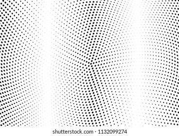 Abstract halftone wave dotted background. Halftone twisted grunge pattern, dot, circle.  Vector modern optical halftone pop art texture for poster, business card, cover, label mock-up, sticker layout