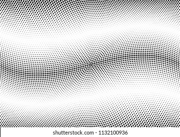 Abstract halftone wave dotted background. Halftone twisted grunge pattern, dot, circle.  Vector modern optical halftone pop art texture for poster, business card, cover, label mock-up, sticker layout