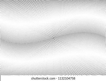 Abstract halftone wave dotted background. Halftone twisted grunge pattern, dot, circle.  Vector modern optical halftone pop art texture for poster, business card, cover, label mock-up, sticker layout