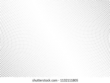 Abstract halftone wave dotted background. Halftone twisted grunge pattern, dot, circle.  Vector modern optical halftone pop art texture for poster, business card, cover, label mock-up, sticker layout