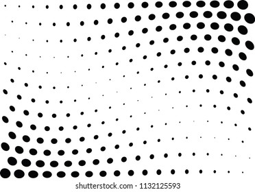 Abstract halftone wave dotted background. Halftone twisted grunge pattern, dot, circle.  Vector modern optical halftone pop art texture for poster, business card, cover, label mock-up, sticker layout
