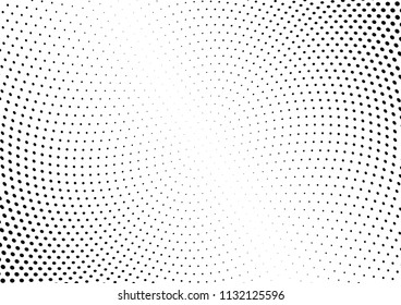Abstract halftone wave dotted background. Halftone twisted grunge pattern, dot, circle.  Vector modern optical halftone pop art texture for poster, business card, cover, label mock-up, sticker layout