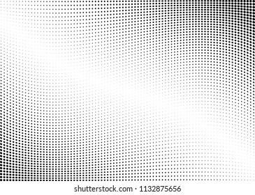 Abstract halftone wave dotted background. Halftone twisted grunge pattern, dot, circle.  Vector modern optical halftone pop art texture for poster, business card, cover, label mock-up, sticker layout