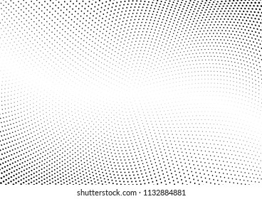 Abstract halftone wave dotted background. Halftone twisted grunge pattern, dot, circle.  Vector modern optical halftone pop art texture for poster, business card, cover, label mock-up, sticker layout