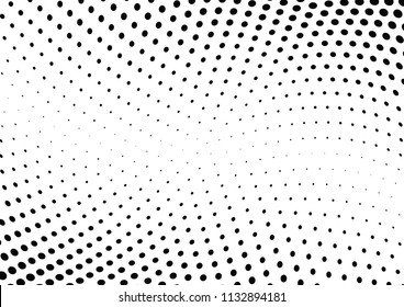 Abstract halftone wave dotted background. Halftone twisted grunge pattern, dot, circle.  Vector modern optical halftone pop art texture for poster, business card, cover, label mock-up, sticker layout