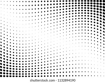 Abstract halftone wave dotted background. Halftone twisted grunge pattern, dot, circle.  Vector modern optical halftone pop art texture for poster, business card, cover, label mock-up, sticker layout