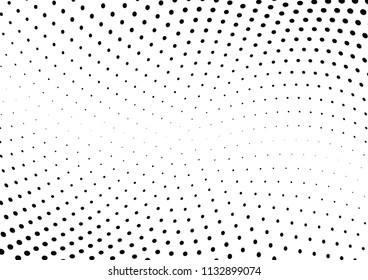 Abstract halftone wave dotted background. Halftone twisted grunge pattern, dot, circle.  Vector modern optical halftone pop art texture for poster, business card, cover, label mock-up, sticker layout