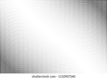 Abstract halftone wave dotted background. Halftone twisted grunge pattern, dot, circle.  Vector modern optical halftone pop art texture for poster, business card, cover, label mock-up, sticker layout