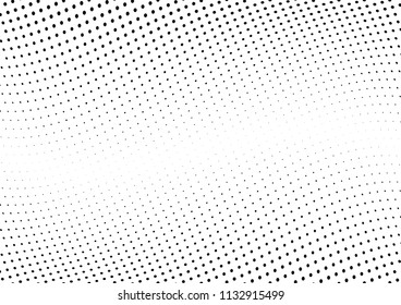 Abstract halftone wave dotted background. Halftone twisted grunge pattern, dot, circle.  Vector modern optical halftone pop art texture for poster, business card, cover, label mock-up, sticker layout