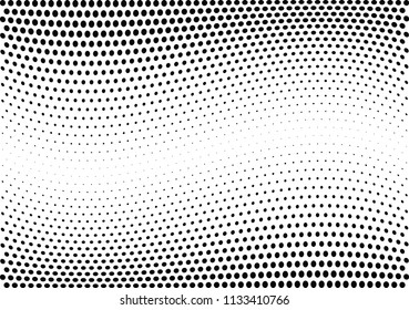 Abstract halftone wave dotted background. Halftone twisted grunge pattern, dot, circle.  Vector modern optical halftone pop art texture for poster, business card, cover, label mock-up, sticker layout