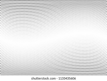 Abstract halftone wave dotted background. Halftone twisted grunge pattern, dot, circle.  Vector modern optical halftone pop art texture for poster, business card, cover, label mock-up, sticker layout