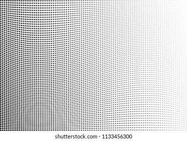 Abstract halftone wave dotted background. Halftone twisted grunge pattern, dot, circle.  Vector modern optical halftone pop art texture for poster, business card, cover, label mock-up, sticker layout