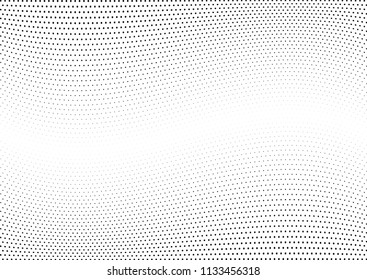 Abstract halftone wave dotted background. Halftone twisted grunge pattern, dot, circle.  Vector modern optical halftone pop art texture for poster, business card, cover, label mock-up, sticker layout