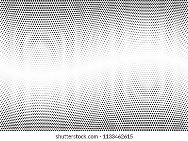 Abstract halftone wave dotted background. Halftone twisted grunge pattern, dot, circle.  Vector modern optical halftone pop art texture for poster, business card, cover, label mock-up, sticker layout