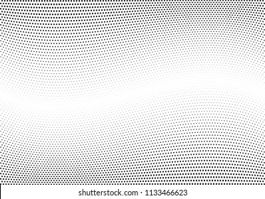 Abstract halftone wave dotted background. Halftone twisted grunge pattern, dot, circle.  Vector modern optical halftone pop art texture for poster, business card, cover, label mock-up, sticker layout