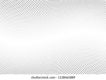 Abstract halftone wave dotted background. Halftone twisted grunge pattern, dot, circle.  Vector modern optical halftone pop art texture for poster, business card, cover, label mock-up, sticker layout