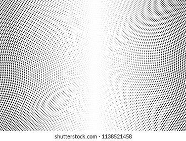 Abstract halftone wave dotted background. Halftone twisted grunge pattern, dot, circle.  Vector modern optical halftone pop art texture for poster, business card, cover, label mock-up, sticker layout