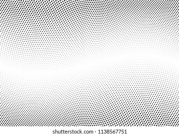Abstract halftone wave dotted background. Halftone twisted grunge pattern, dot, circle.  Vector modern optical halftone pop art texture for poster, business card, cover, label mock-up, sticker layout