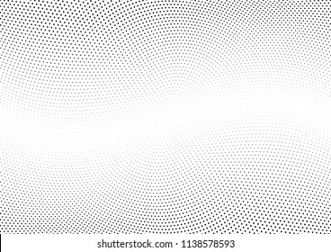 Abstract halftone wave dotted background. Halftone twisted grunge pattern, dot, circle.  Vector modern optical halftone pop art texture for poster, business card, cover, label mock-up, sticker layout