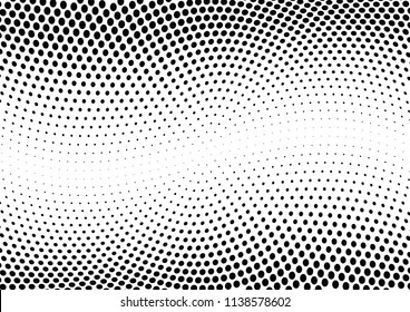 Abstract halftone wave dotted background. Halftone twisted grunge pattern, dot, circle.  Vector modern optical halftone pop art texture for poster, business card, cover, label mock-up, sticker layout