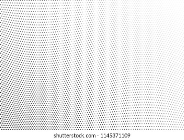 Abstract halftone wave dotted background. Halftone twisted grunge pattern, dot, circle.  Vector modern optical halftone pop art texture for poster, business card, cover, label mock-up, sticker layout