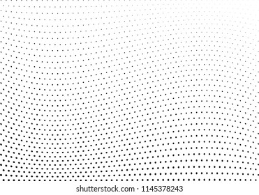 Abstract halftone wave dotted background. Halftone twisted grunge pattern, dot, circle.  Vector modern optical halftone pop art texture for poster, business card, cover, label mock-up, sticker layout