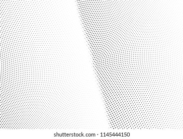 Abstract halftone wave dotted background. Halftone twisted grunge pattern, dot, circle.  Vector modern optical halftone pop art texture for poster, business card, cover, label mock-up, sticker layout