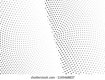 Abstract halftone wave dotted background. Halftone twisted grunge pattern, dot, circle.  Vector modern optical halftone pop art texture for poster, business card, cover, label mock-up, sticker layout
