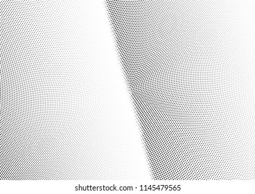 Abstract halftone wave dotted background. Halftone twisted grunge pattern, dot, circle.  Vector modern optical halftone pop art texture for poster, business card, cover, label mock-up, sticker layout