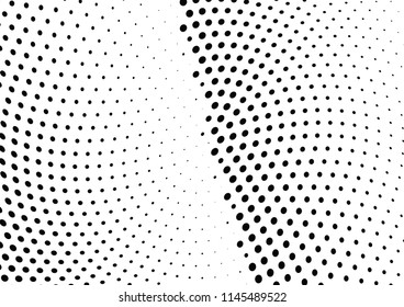 Abstract halftone wave dotted background. Halftone twisted grunge pattern, dot, circle.  Vector modern optical halftone pop art texture for poster, business card, cover, label mock-up, sticker layout