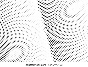 Abstract halftone wave dotted background. Halftone twisted grunge pattern, dot, circle.  Vector modern optical halftone pop art texture for poster, business card, cover, label mock-up, sticker layout
