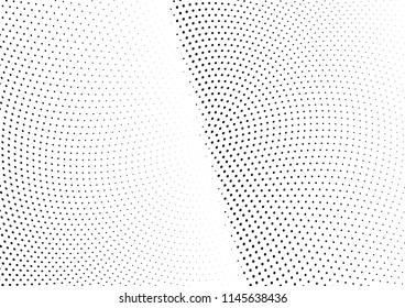 Abstract halftone wave dotted background. Halftone twisted grunge pattern, dot, circle.  Vector modern optical halftone pop art texture for poster, business card, cover, label mock-up, sticker layout