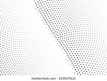 Abstract halftone wave dotted background. Halftone twisted grunge pattern, dot, circle.  Vector modern optical halftone pop art texture for poster, business card, cover, label mock-up, sticker layout