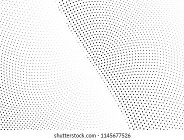 Abstract halftone wave dotted background. Halftone twisted grunge pattern, dot, circle.  Vector modern optical halftone pop art texture for poster, business card, cover, label mock-up, sticker layout