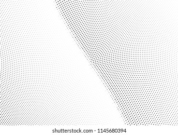 Abstract halftone wave dotted background. Halftone twisted grunge pattern, dot, circle.  Vector modern optical halftone pop art texture for poster, business card, cover, label mock-up, sticker layout