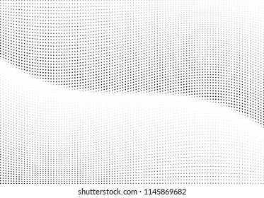 Abstract halftone wave dotted background. Halftone twisted grunge pattern, dot, circle.  Vector modern optical halftone pop art texture for poster, business card, cover, label mock-up, sticker layout