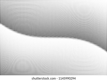 Abstract halftone wave dotted background. Halftone twisted grunge pattern, dot, circle.  Vector modern optical halftone pop art texture for poster, business card, cover, label mock-up, sticker layout