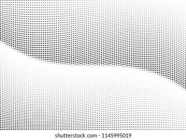 Abstract halftone wave dotted background. Halftone twisted grunge pattern, dot, circle.  Vector modern optical halftone pop art texture for poster, business card, cover, label mock-up, sticker layout