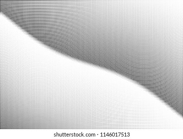 Abstract halftone wave dotted background. Halftone twisted grunge pattern, dot, circle.  Vector modern optical halftone pop art texture for poster, business card, cover, label mock-up, sticker layout