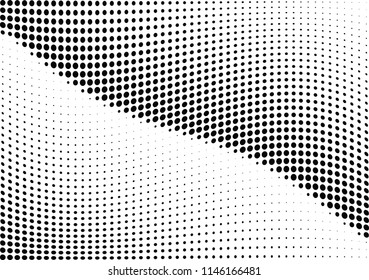 Abstract halftone wave dotted background. Halftone twisted grunge pattern, dot, circle.  Vector modern optical halftone pop art texture for poster, business card, cover, label mock-up, sticker layout