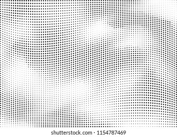 Abstract halftone wave dotted background. Halftone twisted grunge pattern, dot, circle.  Vector modern optical halftone pop art texture for poster, business card, cover, label mock-up, sticker layout