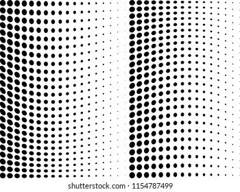 Abstract halftone wave dotted background. Halftone twisted grunge pattern, dot, circle.  Vector modern optical halftone pop art texture for poster, business card, cover, label mock-up, sticker layout