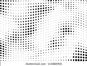 Abstract halftone wave dotted background. Halftone twisted grunge pattern, dot, circle.  Vector modern optical halftone pop art texture for poster, business card, cover, label mock-up, sticker layout