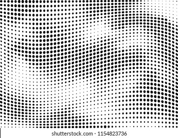 Abstract halftone wave dotted background. Halftone twisted grunge pattern, dot, circle.  Vector modern optical halftone pop art texture for poster, business card, cover, label mock-up, sticker layout