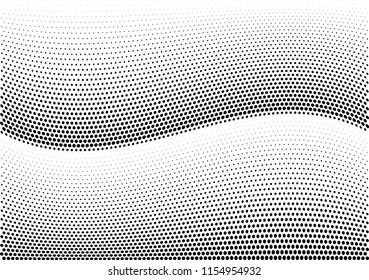 Abstract halftone wave dotted background. Halftone twisted grunge pattern, dot, circle.  Vector modern optical halftone pop art texture for poster, business card, cover, label mock-up, sticker layout