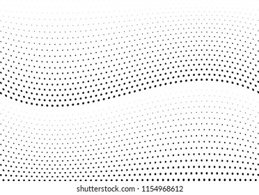 Abstract halftone wave dotted background. Halftone twisted grunge pattern, dot, circle.  Vector modern optical halftone pop art texture for poster, business card, cover, label mock-up, sticker layout